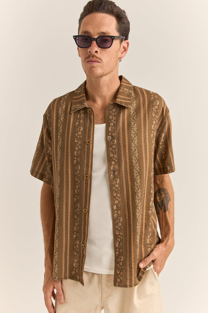 Rhythm Paisley Stripe Ss Shirt - TOBACCO - Sun Diego Boardshop