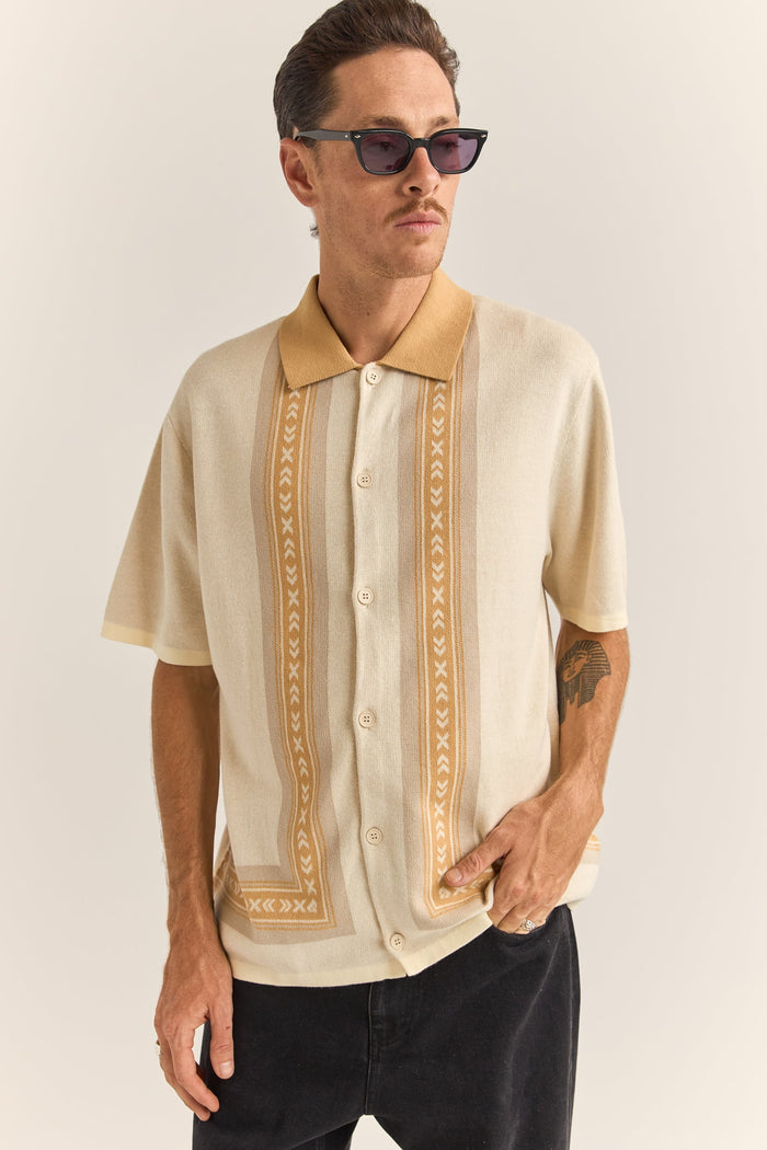 Rhythm Loma Knitted Ss Shirt - NATURAL - Sun Diego Boardshop
