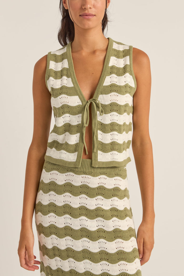 Rhythm Carmen Stripe Knit Vest - SAGE - Sun Diego Boardshop