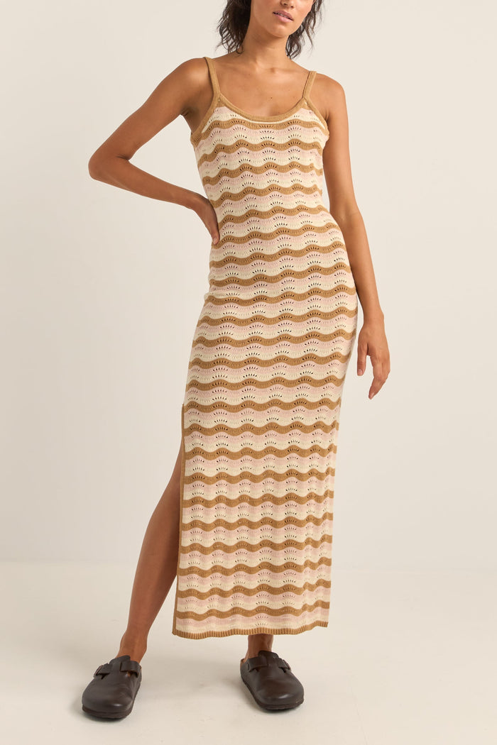 Rhythm Aries Stripe Knit Midi Dress - NATURAL - Sun Diego Boardshop