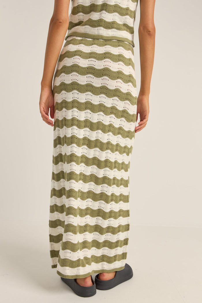 Rhythm Carmen Stripe Knit Maxi Skirt - SAGE - Sun Diego Boardshop