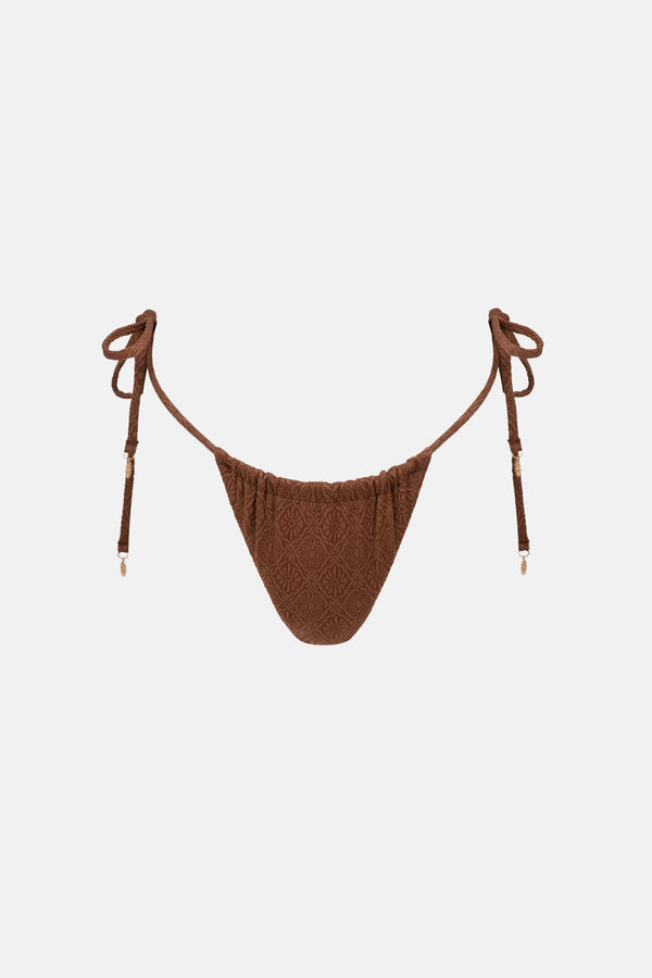 Rhythm Sunset Gathered Tie Side Itsy Swim Bottom - Chocolate