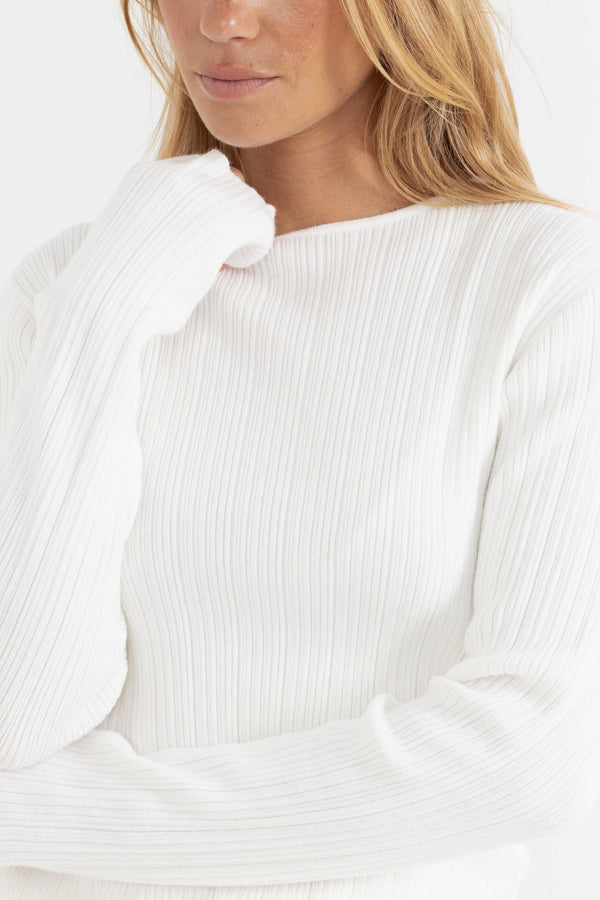 Rhythm Essential Long Sleeve Knit Top - Cream
