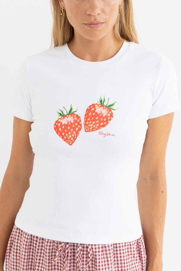 Rhythm Strawberry Everyday Tee - White