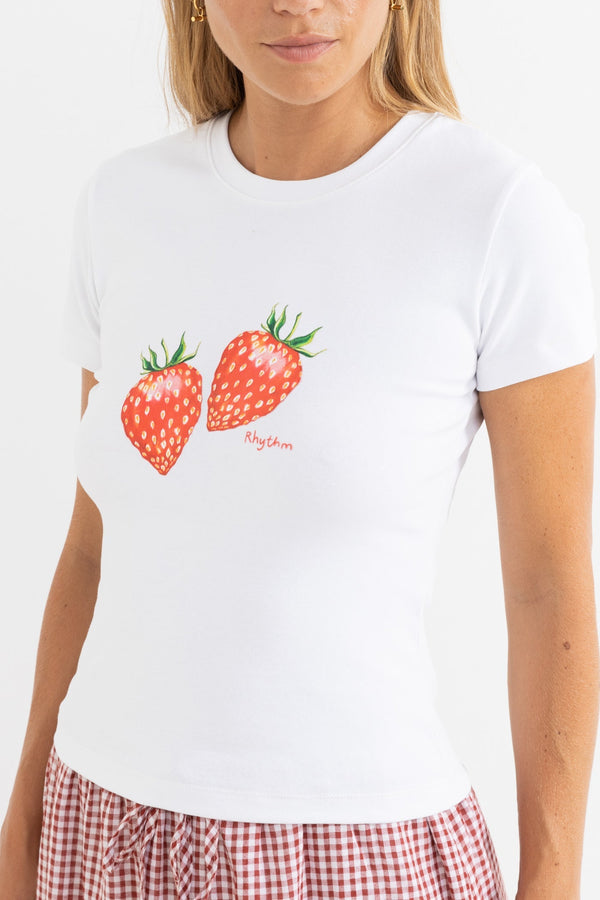 Rhythm Strawberry Everyday Tee - White
