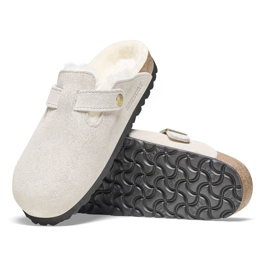 Birkenstock Boston Shearling - ANTIQUE WHITE/NATURAL - Sun Diego Boardshop