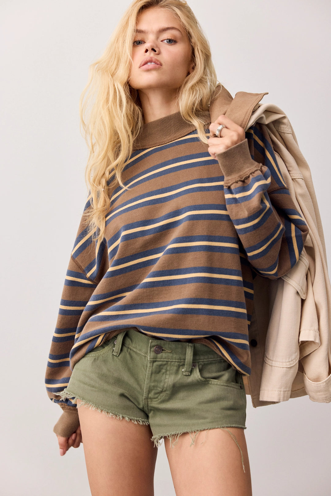 Free People Women's Palm Springs Striped Pullover - Army Combo - Sun Diego Boardshop