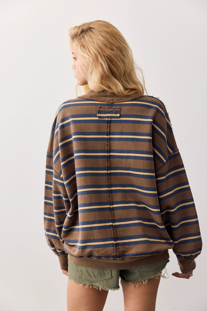 Free People Women's Palm Springs Striped Pullover - Army Combo - Sun Diego Boardshop