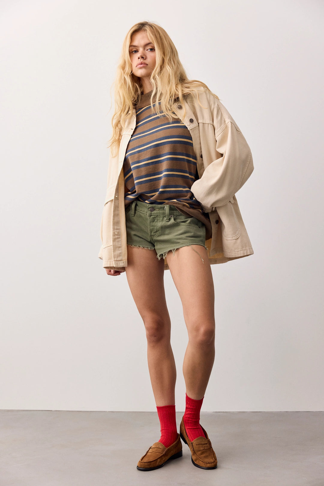 Free People Women's Palm Springs Striped Pullover - Army Combo - Sun Diego Boardshop