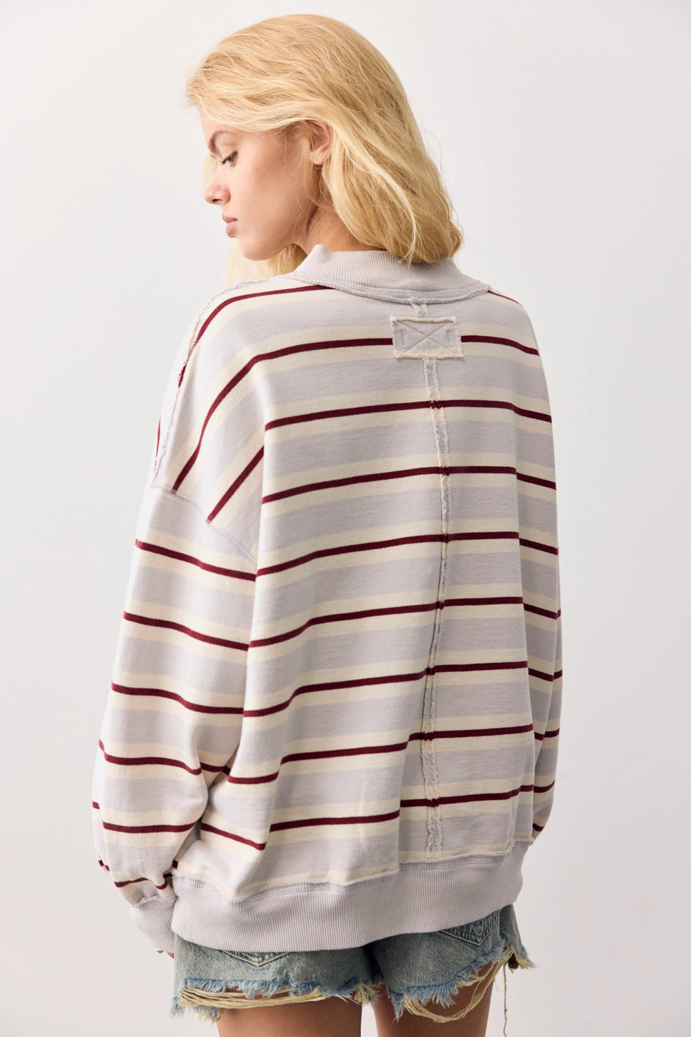 Free People Women's Palm Springs Striped Pullover - Washed Blue Combo - Sun Diego Boardshop