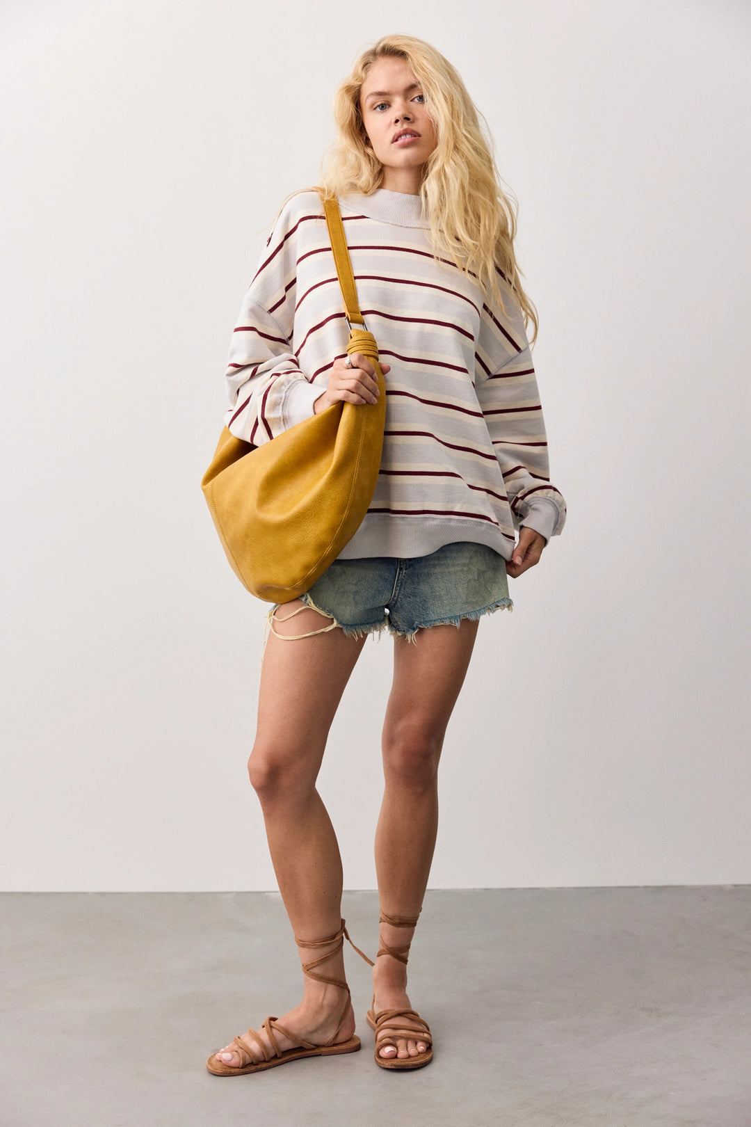 Free People Women's Palm Springs Striped Pullover - Washed Blue Combo - Sun Diego Boardshop