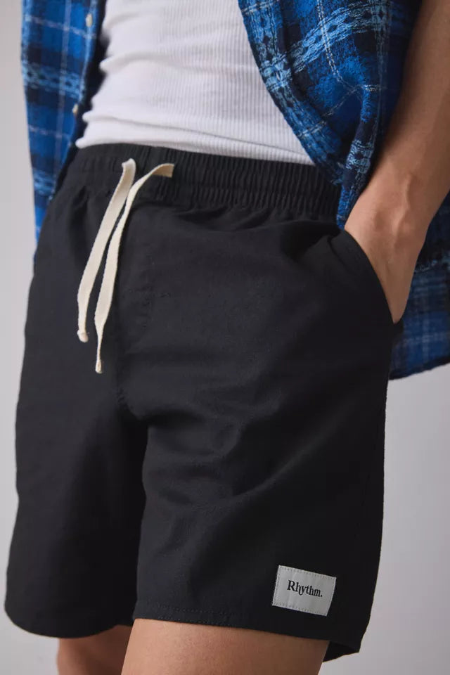 Rhythm Textured Linen Jam Shorts - Black - Sun Diego Boardshop
