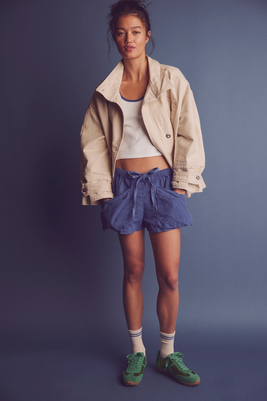 Free People Women's Good Fortune Solid Cotton-Linen Shorts - Violet Splendor - Sun Diego Boardshop