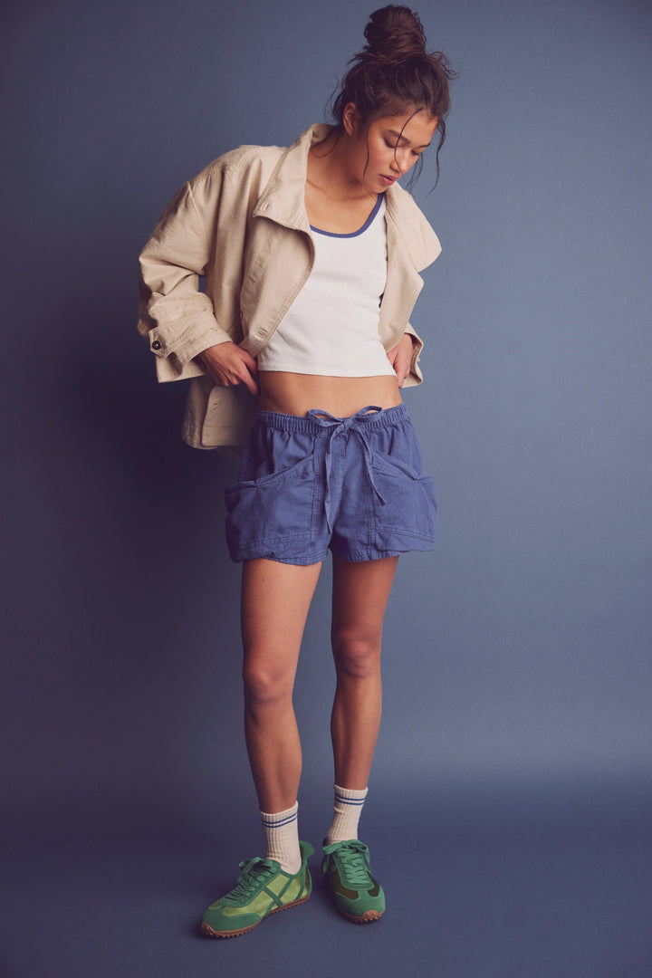 Free People Women's Good Fortune Solid Cotton-Linen Shorts - Violet Splendor - Sun Diego Boardshop