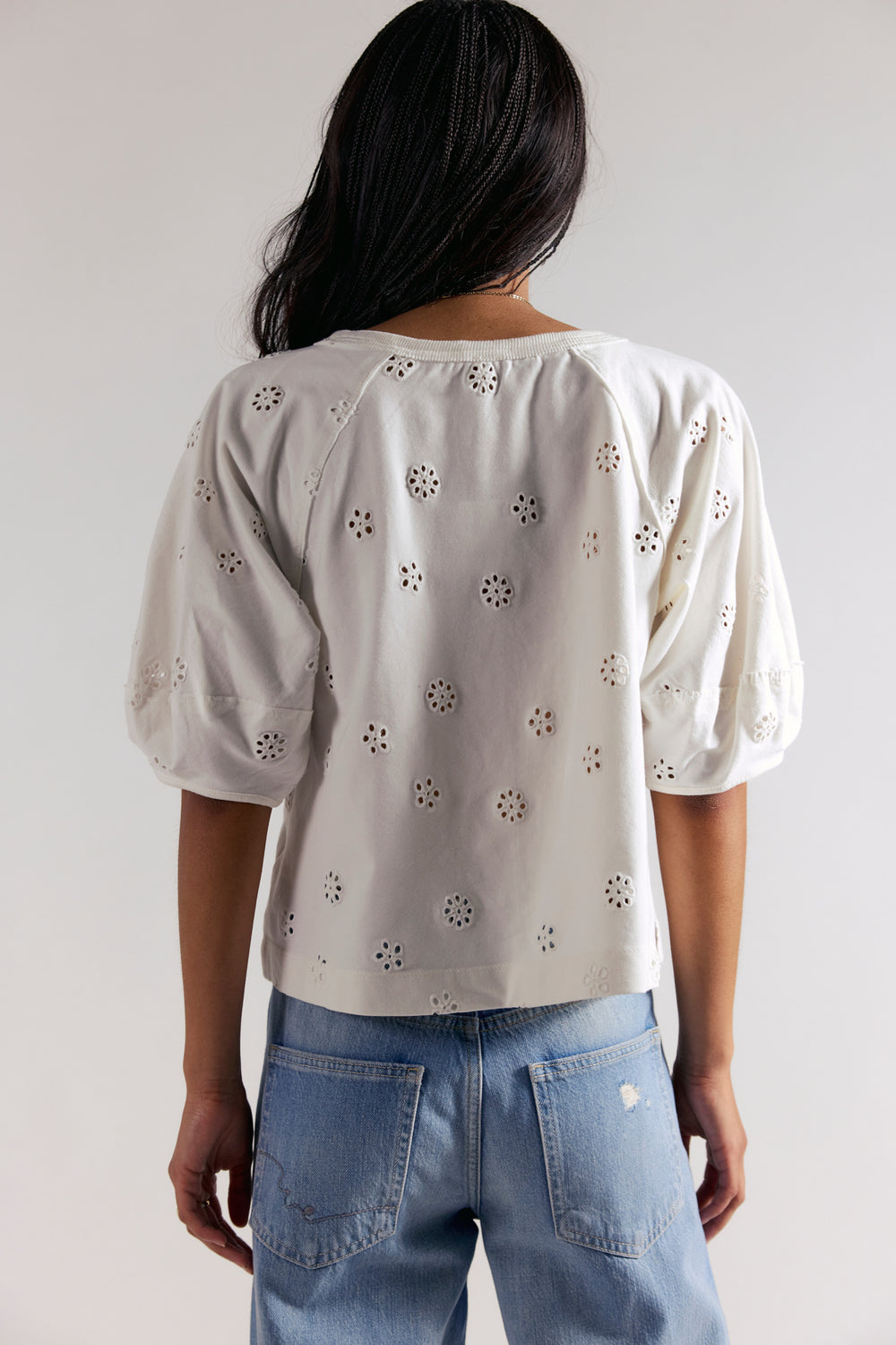 Free People Women's Jessie Eyelet Tee - Whisper White - Sun Diego Boardshop