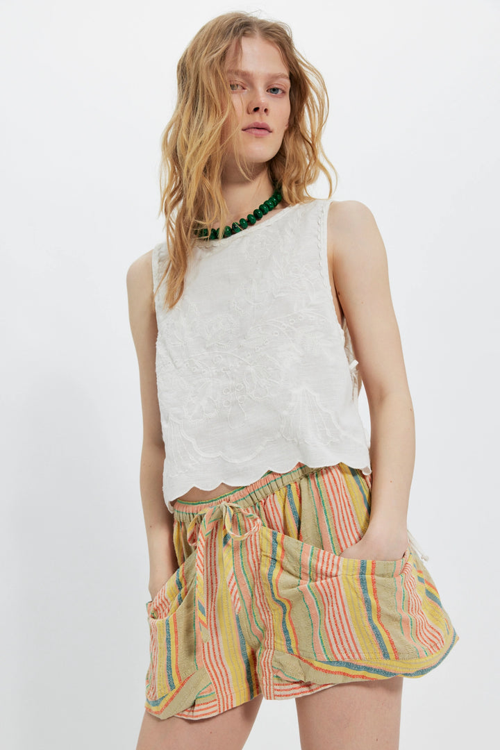 Free People Women's Good Fortune Stripe Shorts - Tea Combo - Sun Diego Boardshop