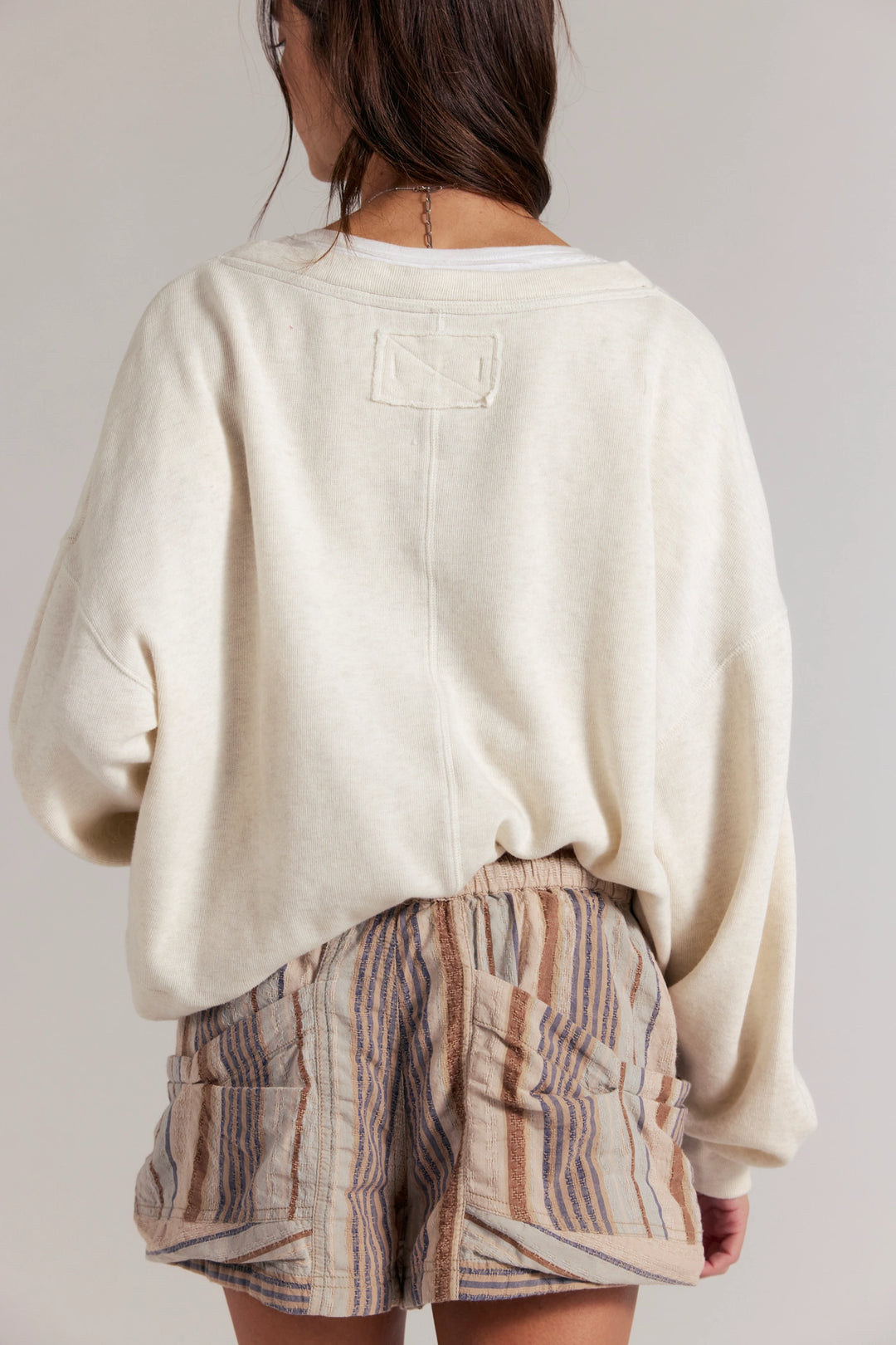 Free People Women's Good Fortune Stripe Shorts - Washed Blue Combo - Sun Diego Boardshop