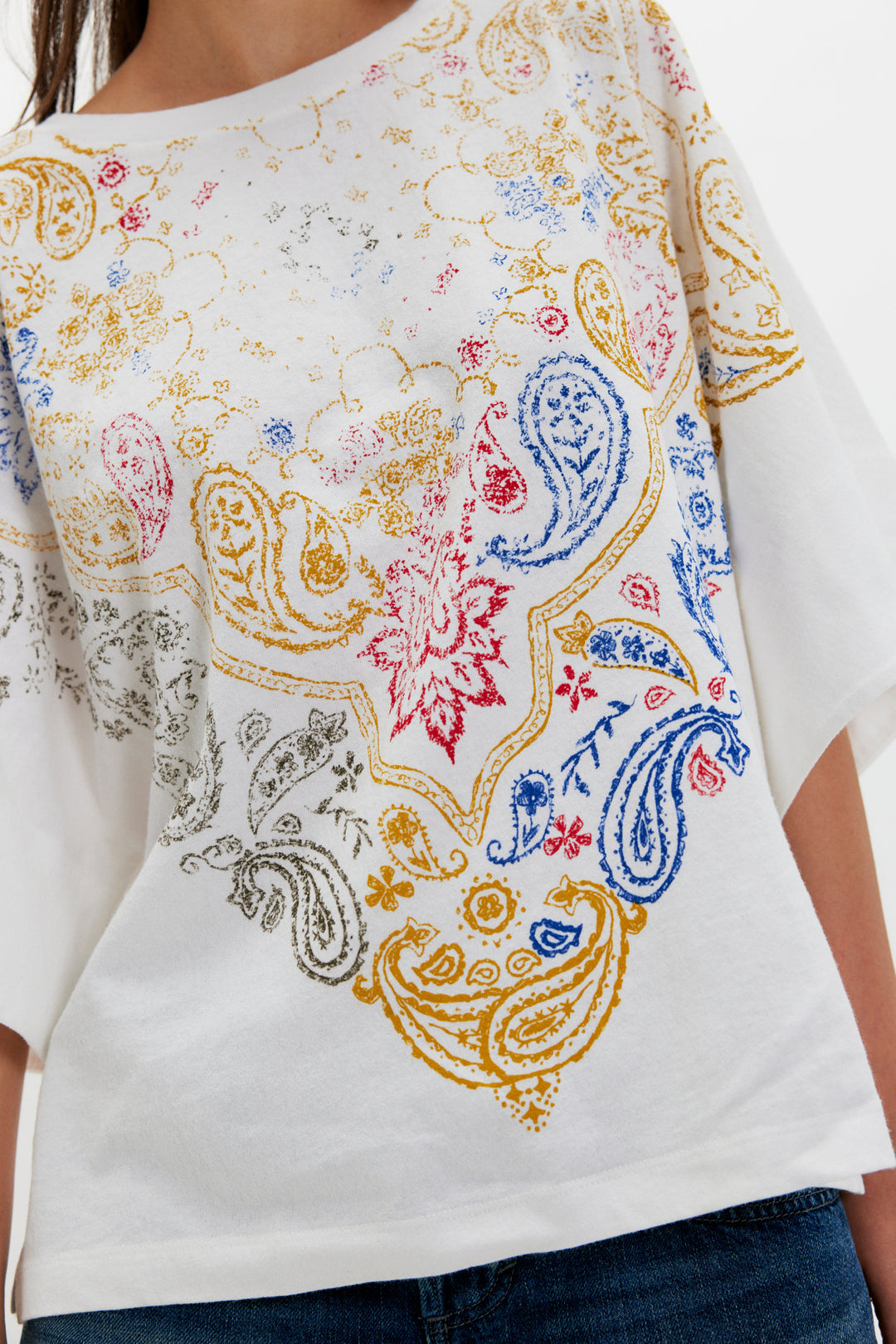 Free People Women's Heirloom Printed Tee - Ivory Combo - Sun Diego Boardshop