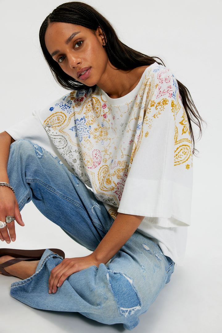 Free People Women's Heirloom Printed Tee - Ivory Combo - Sun Diego Boardshop