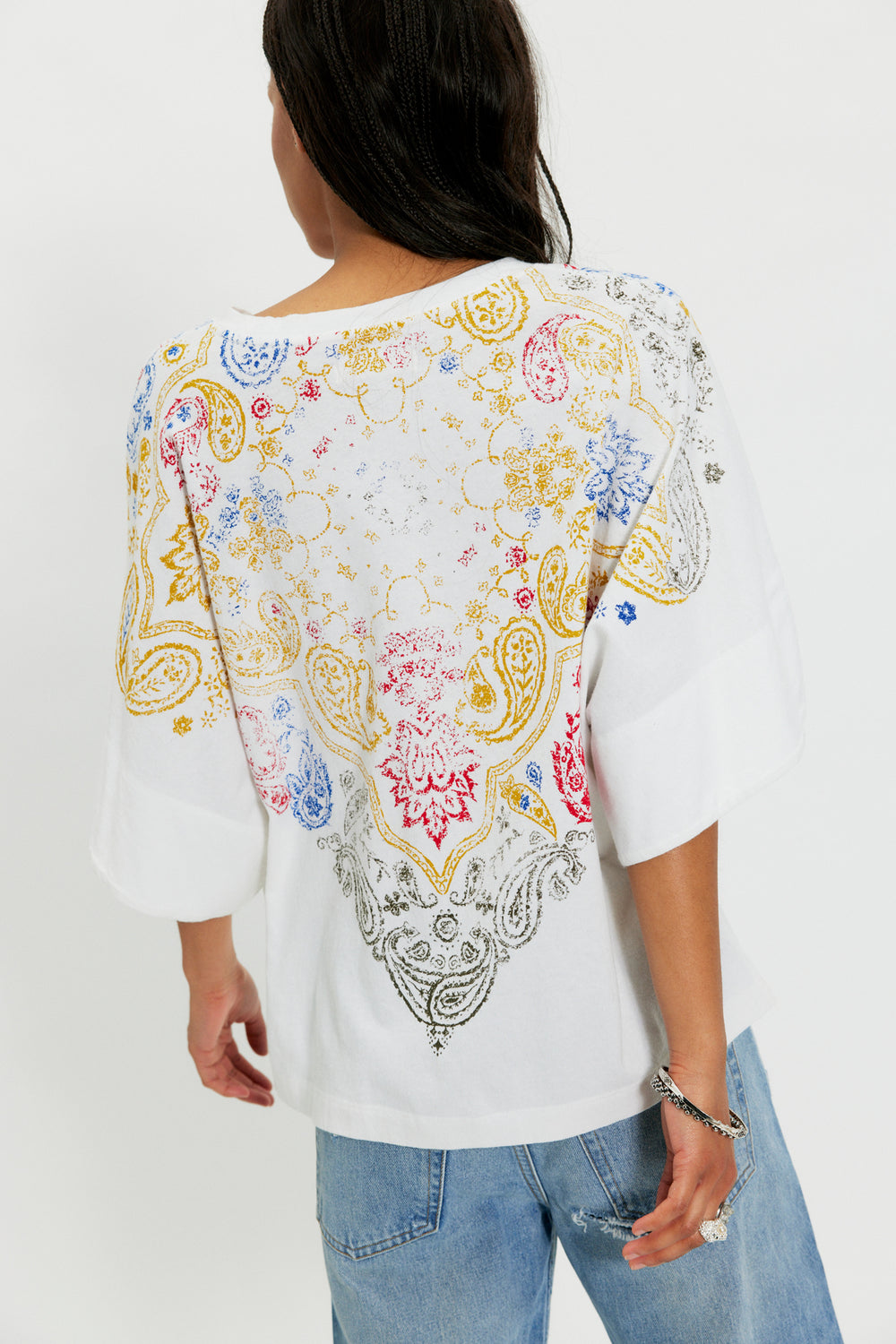 Free People Women's Heirloom Printed Tee - Ivory Combo - Sun Diego Boardshop