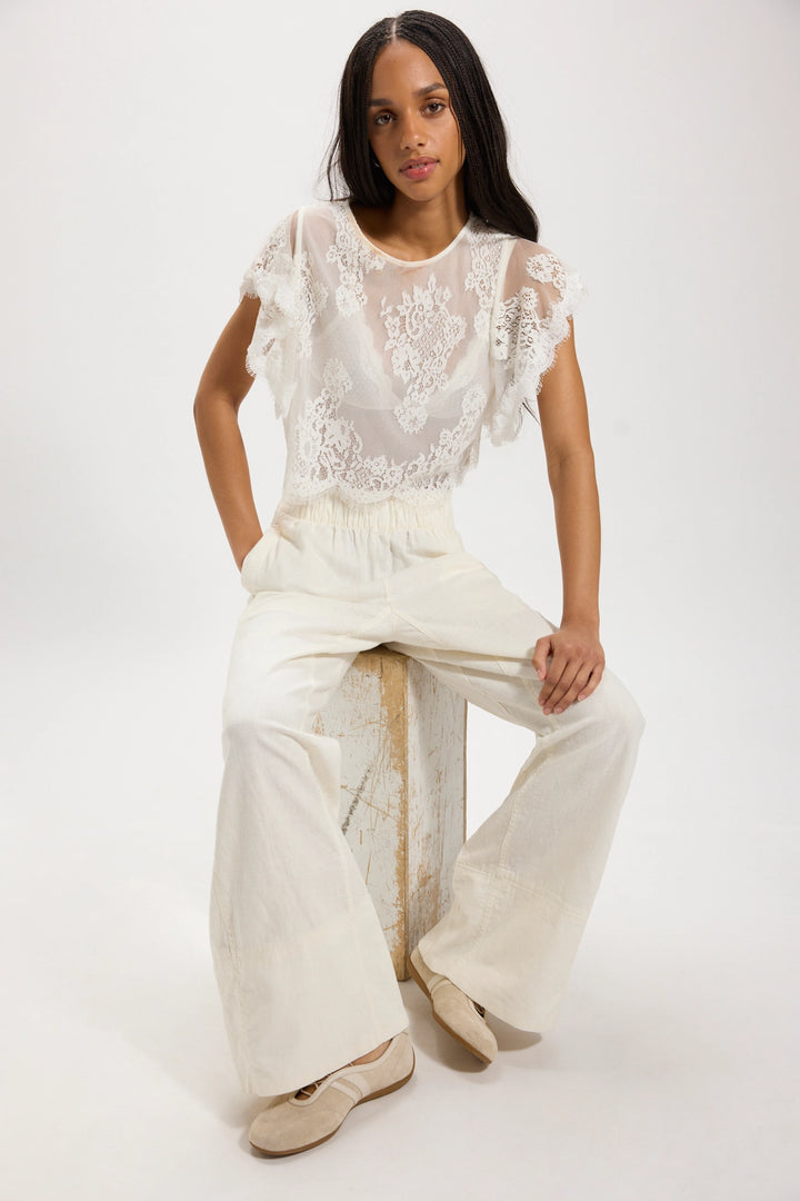 Free People Women's Day's End Linen Pull-On Pants - Clean Ivory - Sun Diego Boardshop