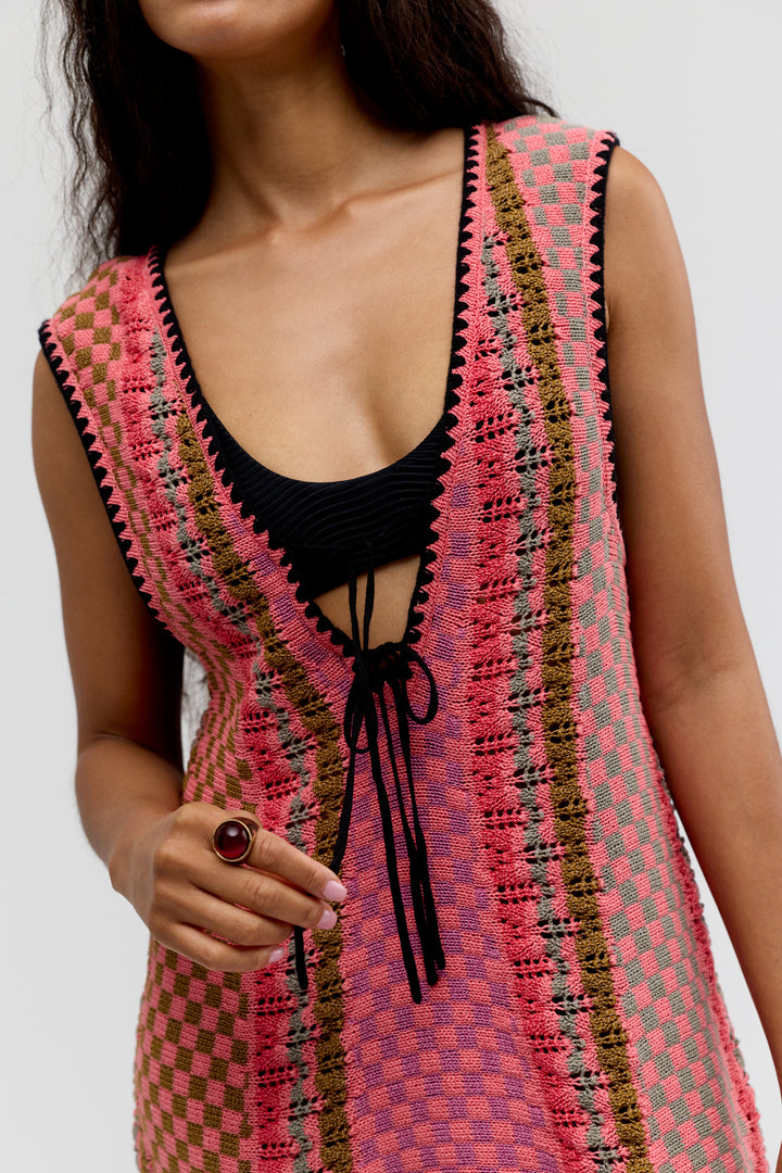 Free People Women's Amalfi Twist Mini Dress - Pink Pop Combo - Sun Diego Boardshop