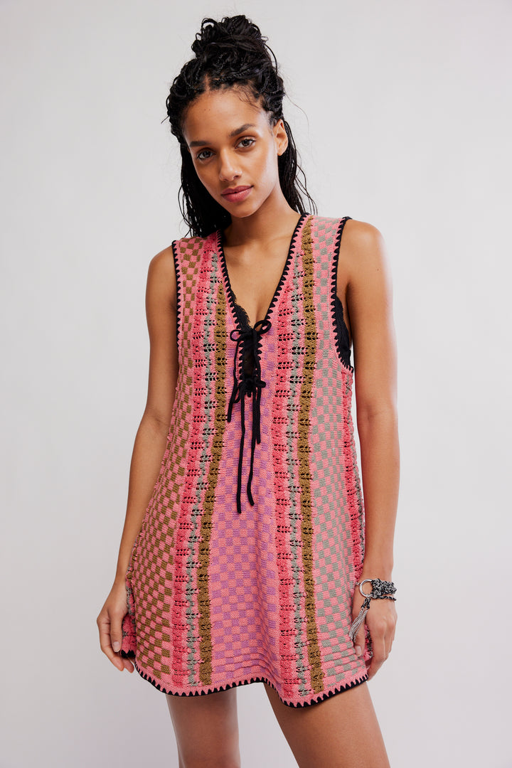 Free People Women's Amalfi Twist Mini Dress - Pink Pop Combo - Sun Diego Boardshop
