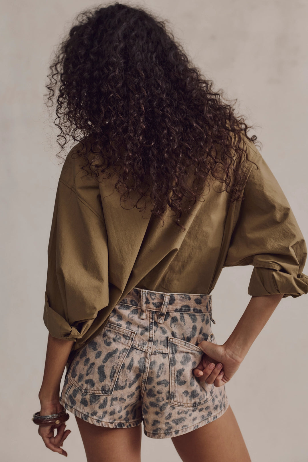 Free People Women's Now Or Never Printed Denim Shorts - Brown Sugar Combo - Sun Diego Boardshop