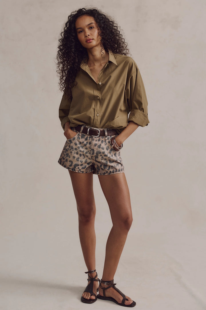 Free People Women's Now Or Never Printed Denim Shorts - Brown Sugar Combo - Sun Diego Boardshop