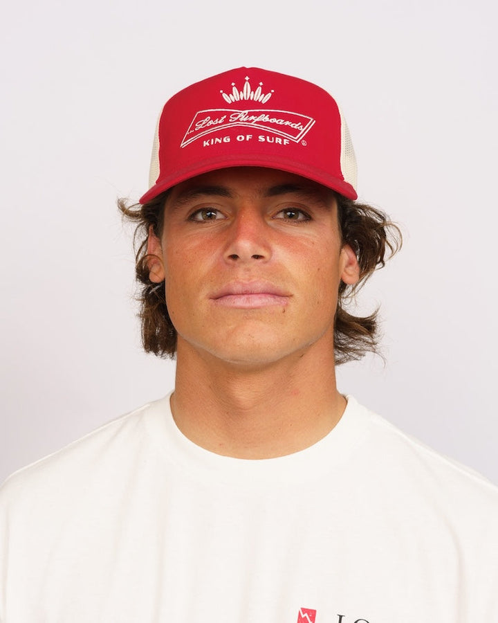 Lost King Of Surf Trucker Hat - Faded Red/ Off White - Sun Diego Boardshop