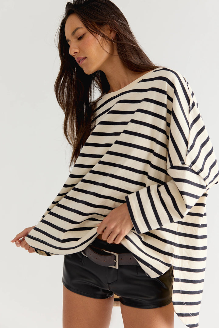Free People Women's Two Sense Long Sleeve Top - Ivory Combo - Sun Diego Boardshop
