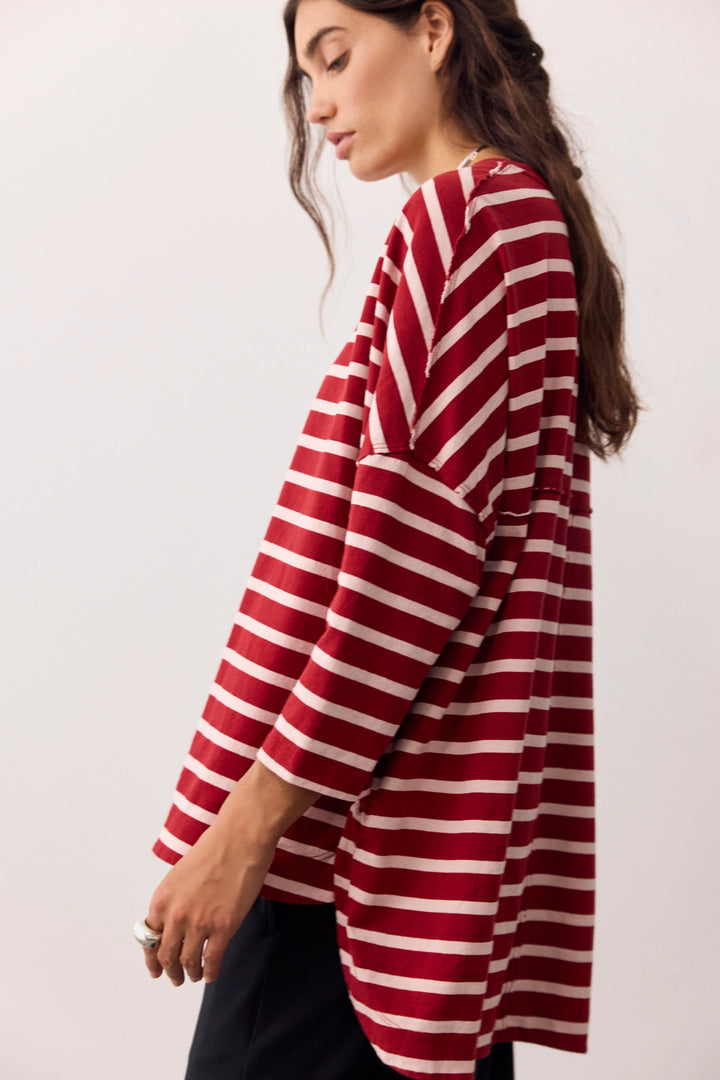 Free People Women's Two Sense Long Sleeve Top - Berry Combo - Sun Diego Boardshop