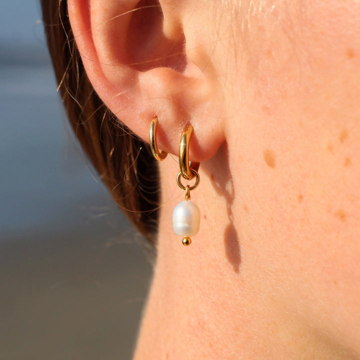 Mauka Pearl Hoop Earrings - Pearl - Sun Diego Boardshop