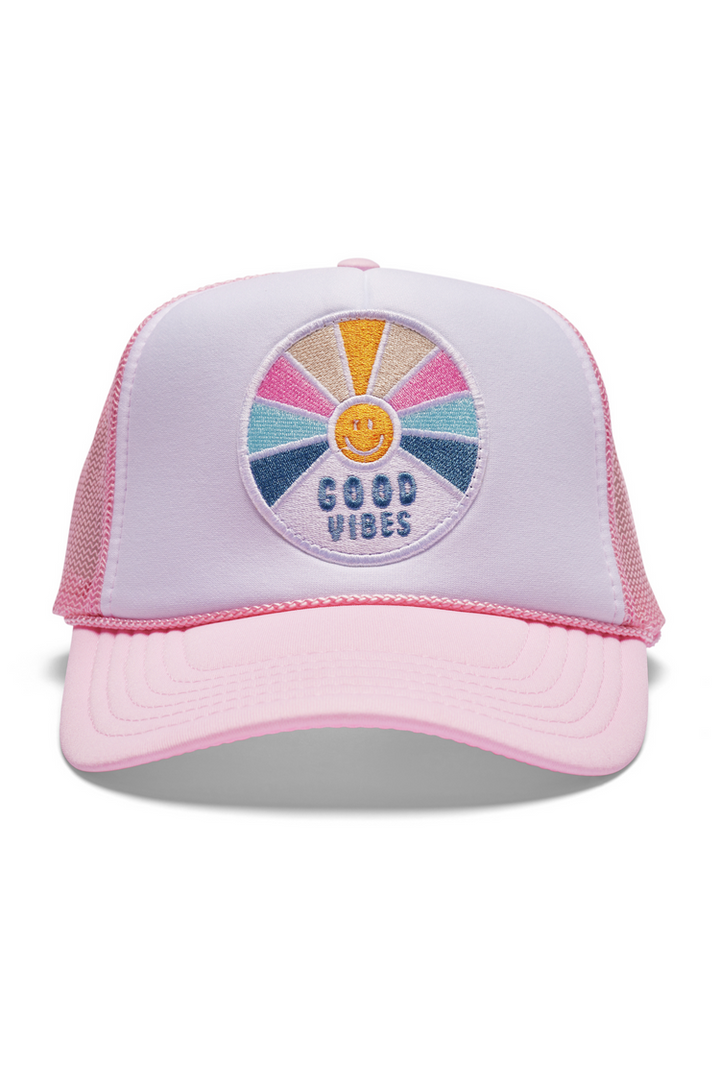 That Friday Feeling Good Vibes Trucker Hat in Pink Split - PINK SPLIT - Sun Diego Boardshop