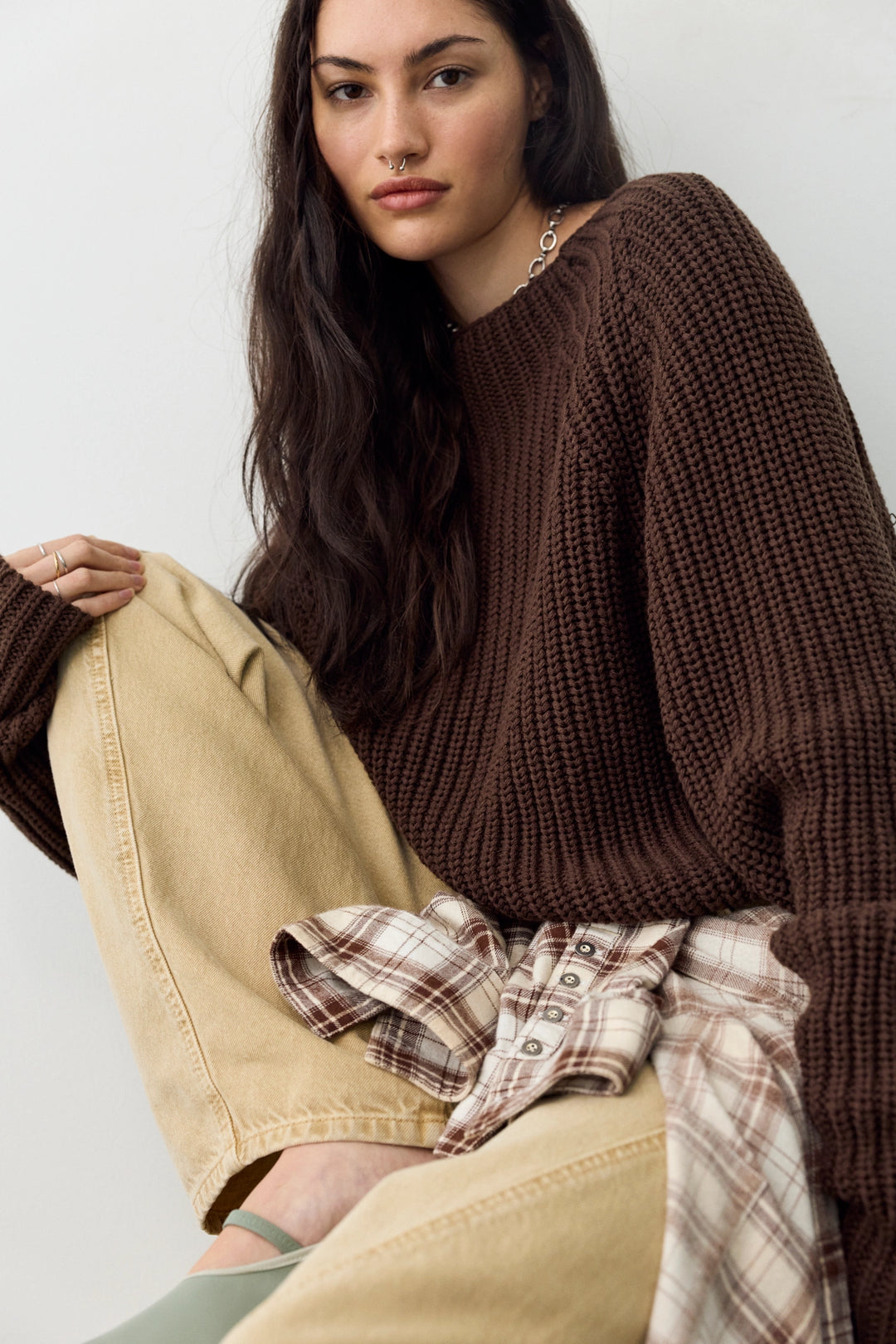 Free People Women's Low Tide Knit Pullover - Chocolate - Sun Diego Boardshop