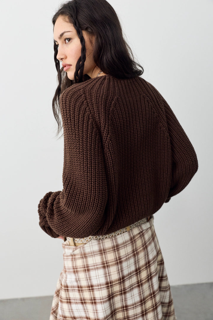 Free People Women's Low Tide Knit Pullover - Chocolate - Sun Diego Boardshop