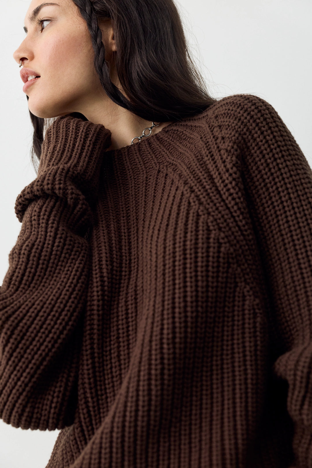 Free People Women's Low Tide Knit Pullover - Chocolate - Sun Diego Boardshop