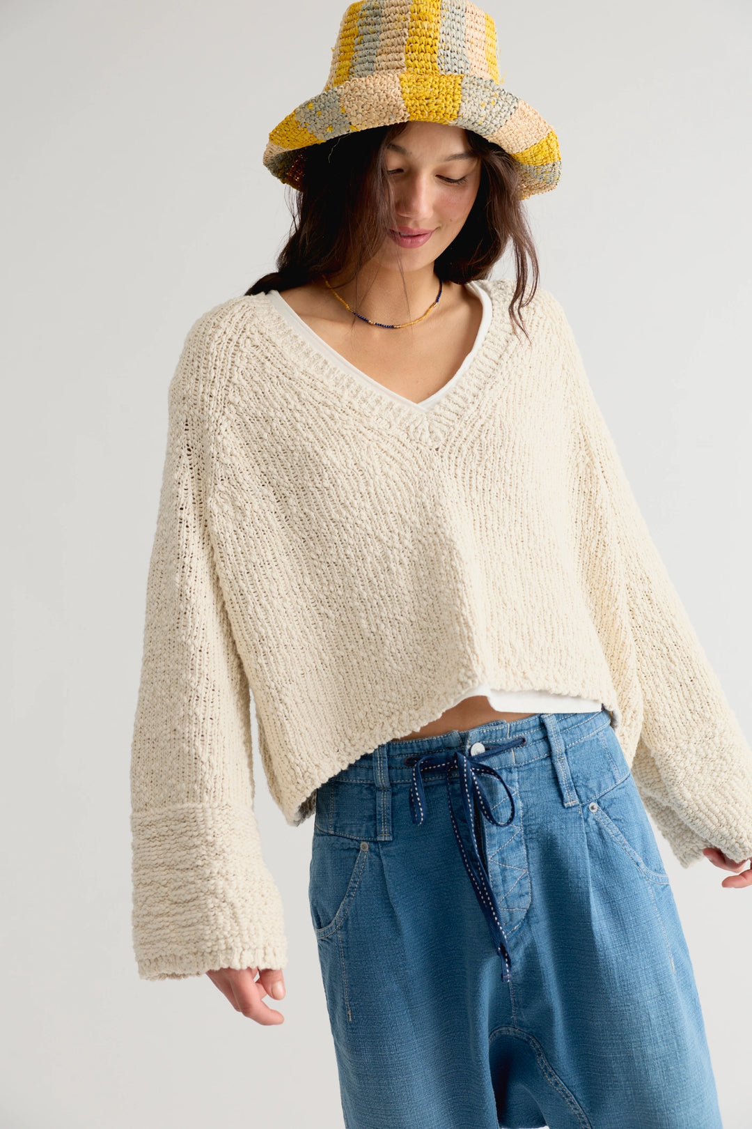 Free People Women's Heartland Cotton Pullover - Tofu - Sun Diego Boardshop