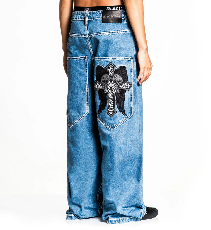 Affliction Men's Extra Wide Seeker Pants - Blue