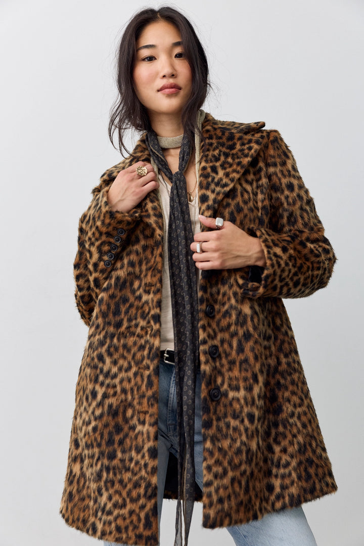 Free People Women's Delancy Leopard Lady Coat - Leopard - Sun Diego Boardshop