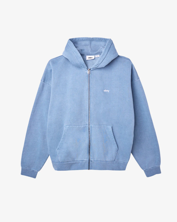 Obey LOWERCASE PIGMENT ZIP HOOD - CORONET BLUE - Sun Diego Boardshop