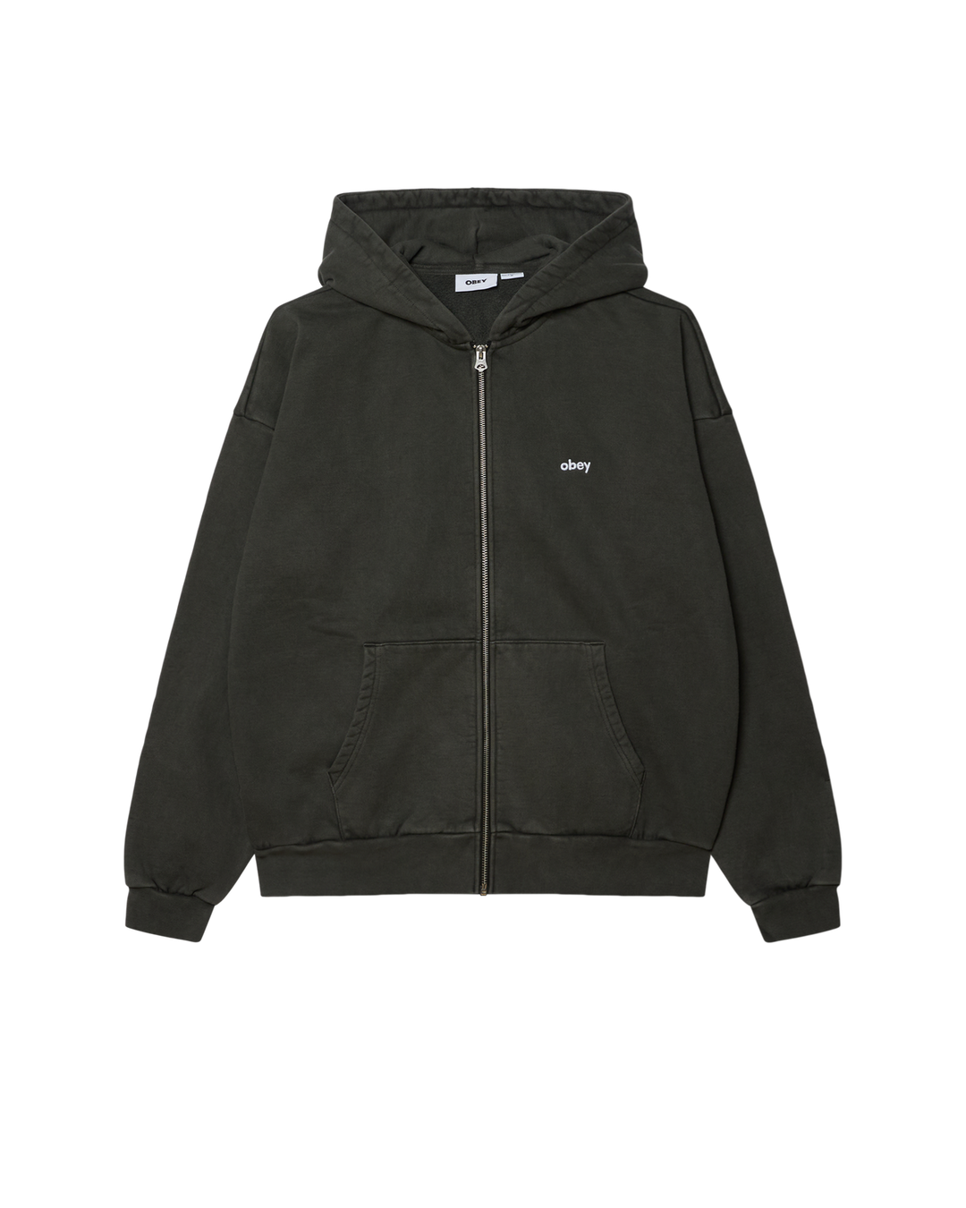 Obey Lowercase Pigment Zip Hood - Pigment Pirate Black - Sun Diego Boardshop