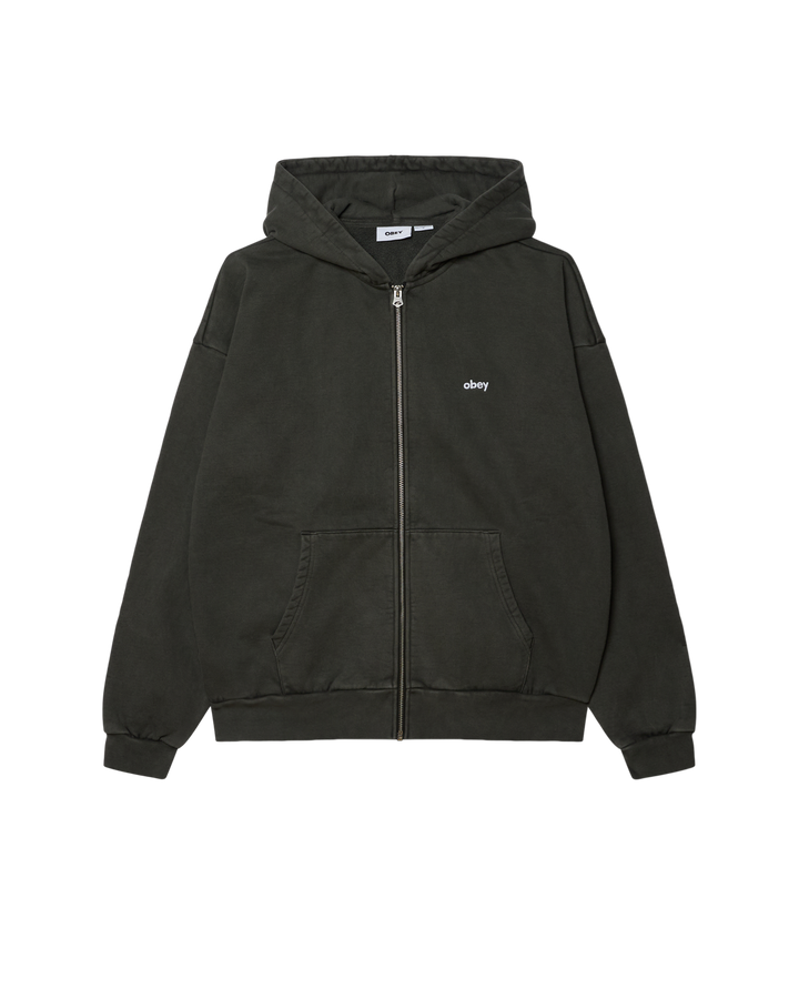 Obey Lowercase Pigment Zip Hood - Pigment Pirate Black - Sun Diego Boardshop
