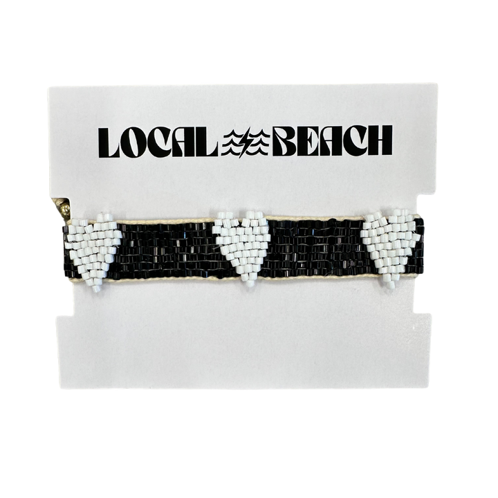 Local Beach Love Collection Heart Beaded Bracelet - WHITE/BLACK - Sun Diego Boardshop