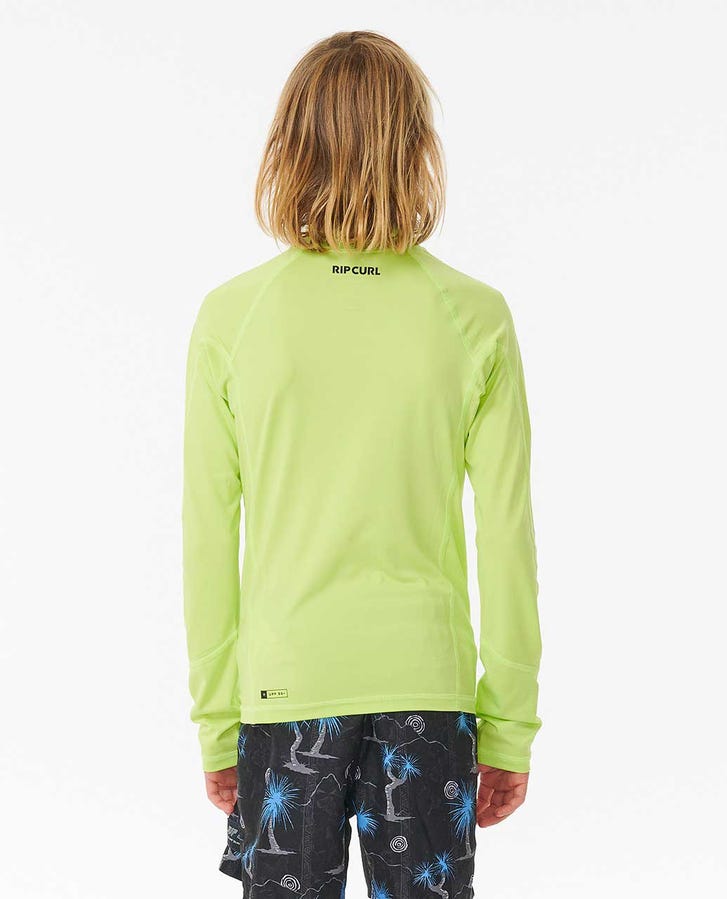 Rip Curl Brand Wave Uv Long Sleeve Rash Guard - Boys - Lime 4078 - Sun Diego Boardshop