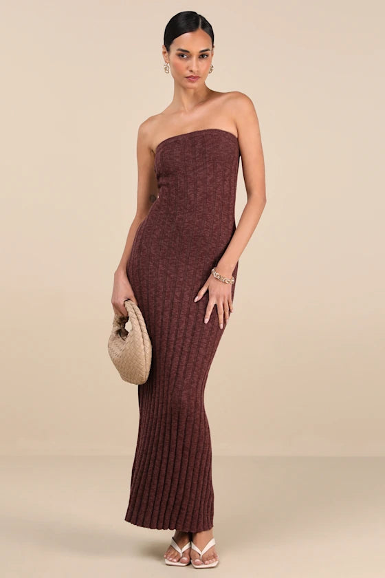 Rhythm Koko Strapless Knit Dress - CHOCOLATE - Sun Diego Boardshop