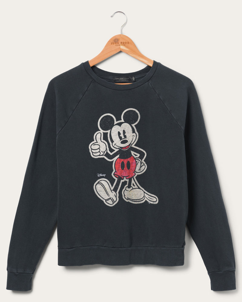 Junk Food WOMEN'S MICKEY THUMBS UP VINTAGE RAGLAN PULLOVER - VINTAGE BLACK - Sun Diego Boardshop