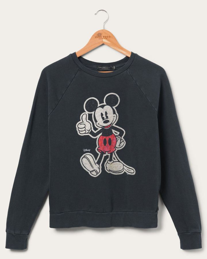 Junk Food WOMEN'S MICKEY THUMBS UP VINTAGE RAGLAN PULLOVER - VINTAGE BLACK - Sun Diego Boardshop