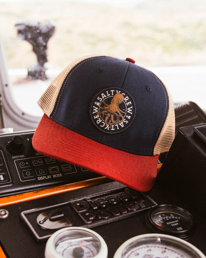 Salty Crew Tentacles Retro Trucker Hat - NAVY BURGUNDY - Sun Diego Boardshop