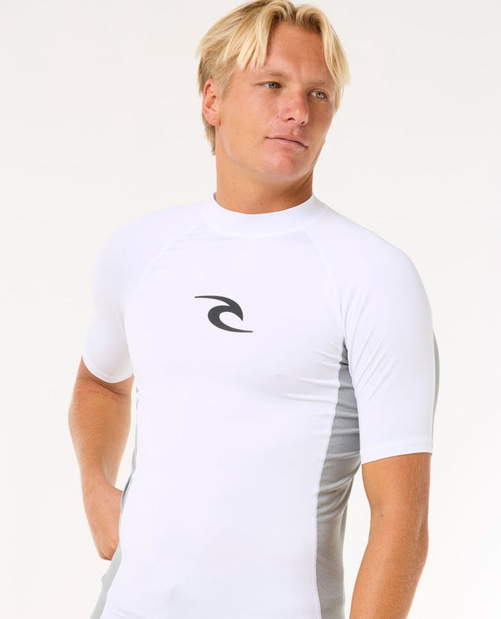 Rip Curl Waves Uv Short Sleeve Rash Guard - 1000 White - Sun Diego Boardshop